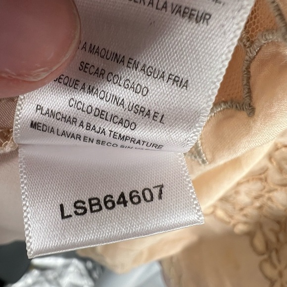 BCBGMAXAZRIA Runway Dress Beige Embroidered Short Sleeves Drop Waist Romantic S - Picture 6 of 8